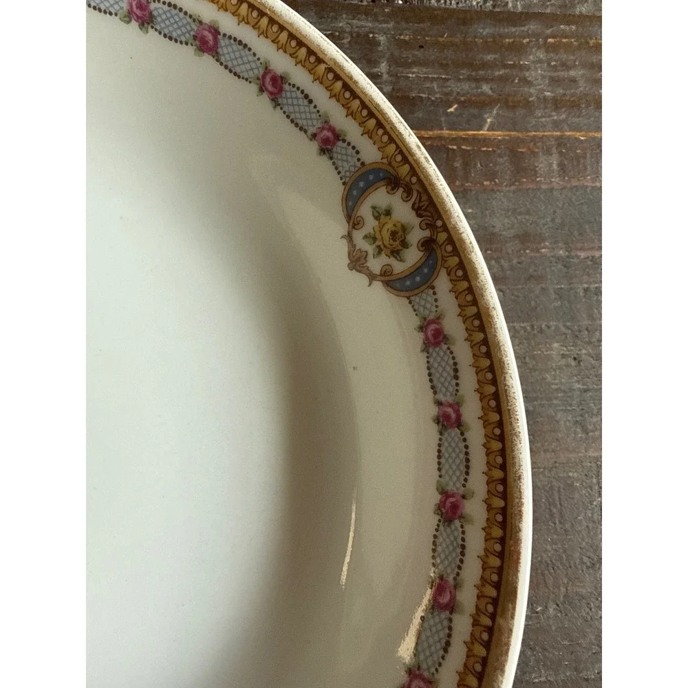 L Bernardaud & Co Limoges France Coupe Bowls Set of 2 Floral Pink Rose Gold 7.5